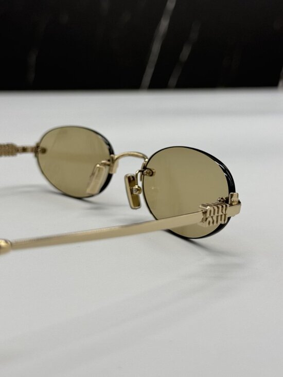 NEW MIU MIU MUA54S ZVN10R OVAL CREAM GOLD SUNGLASSES MIU MIU MU A54S ZVN10R